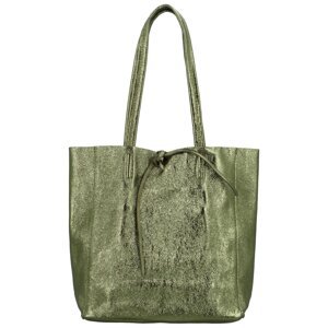 Dámska kožená kabelka zeleno/zlatá - Delami Vera Pelle Ernesta